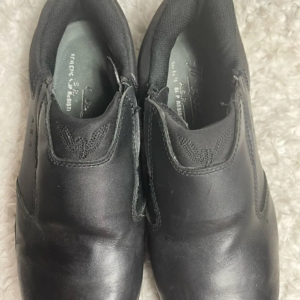 Unisex Thorogood ASR Black Leather slip on shoes Rubber soles Men SZ9M W SZ11M